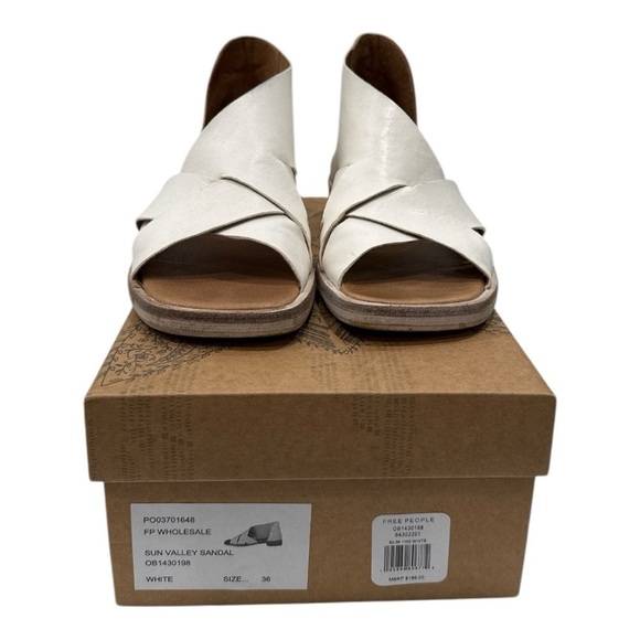 FREE PEOPLE Sun Valley Leather Open-toe D'orsay Sandals in White Size 36 US 5.5 - Picture 5 of 12